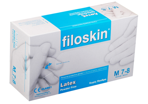 Γάντια Latex Filoskin χωρίς πούδρα Medium (100 τεμ.)-0